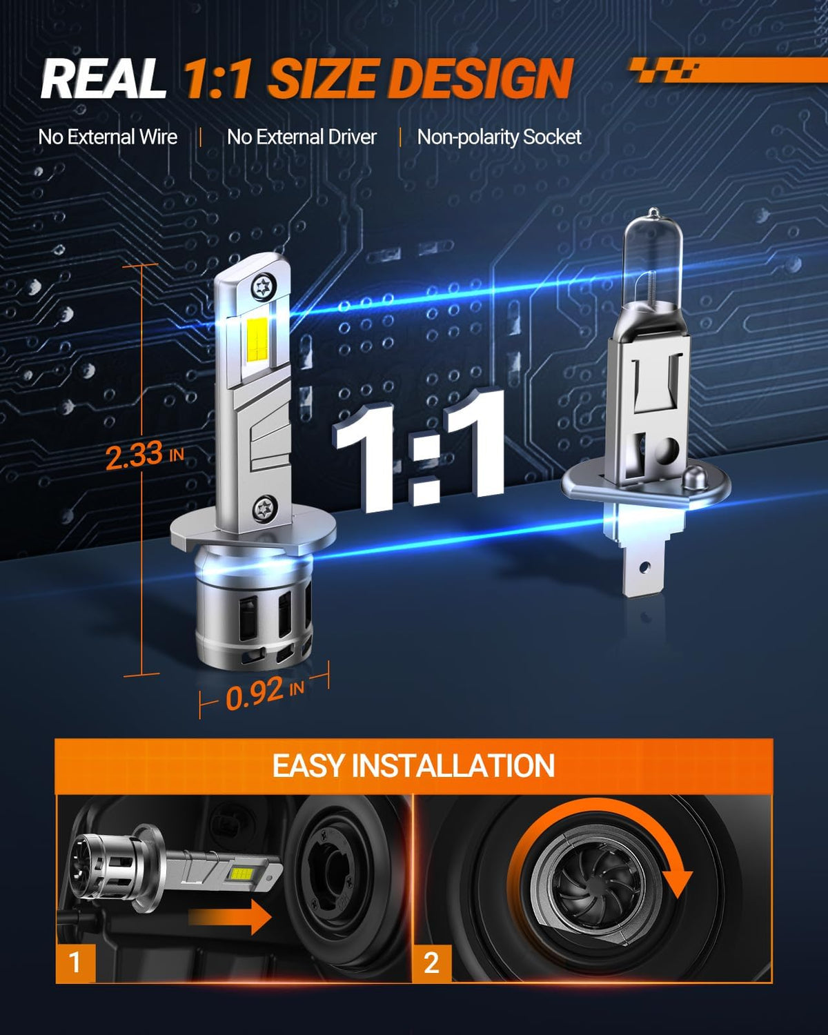 SEALIGHT H1 Bombillas LED Antiniebla 20000LM 6500K Blanco con Ventilador, Plug-N-Play, 2 Piezas