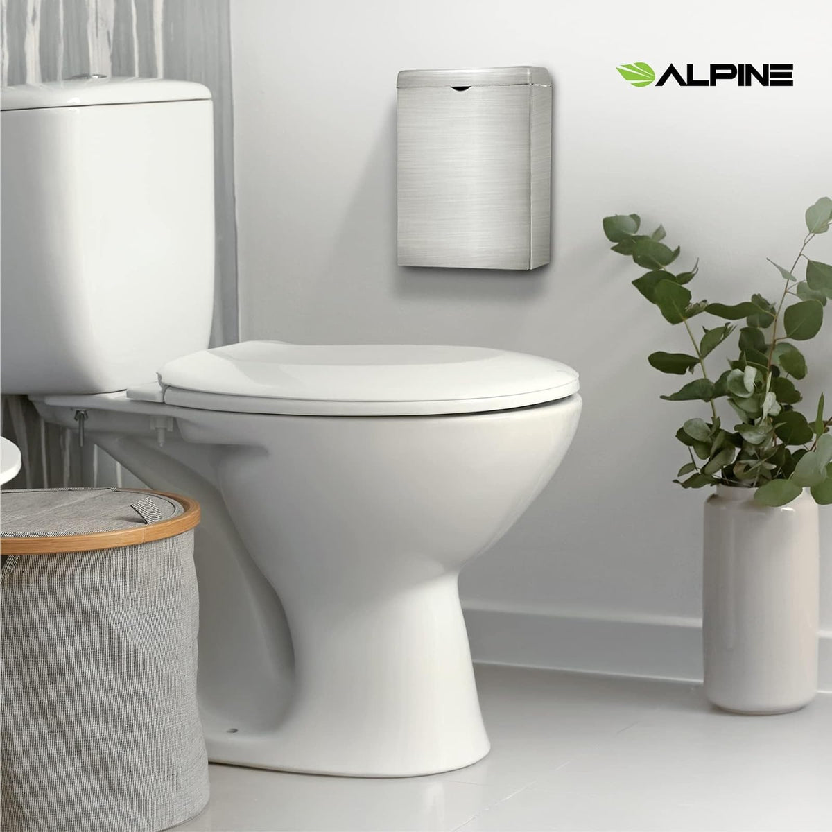Alpine - Receptáculo de servilleta sanitaria – Soporte de tampón montado en la pared para baño que proporciona un baño limpio y sin olor para el hogar, la oficina y los baños públicos (acero