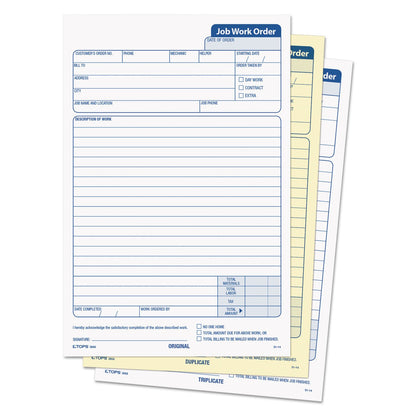 TOPS 3868 - Formulario de orden de trabajo de ajuste, 5 2/3 pulgadas x 8 5/8 pulgadas, 3 partes sin carbono (paquete de 50 formas)
