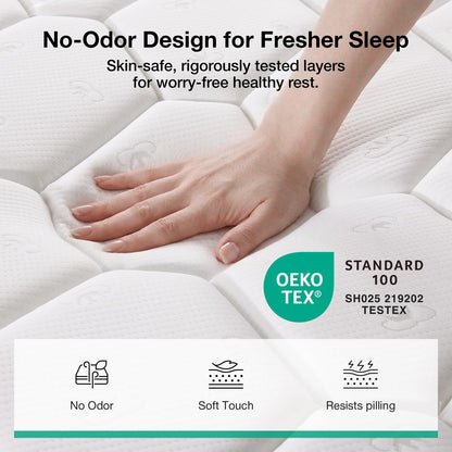 Novilla Colchón Doble de 8 Pulgadas, Bonnell Spring Hybrid con Soporte de | Capa de espuma adaptable, bocinas de acero para un apoyo duradero, comodidad de refrigeración, certificado CertiPUR-US