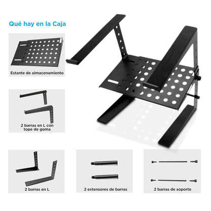 Pyle Soporte para Laptop Ajustable Portátil - Base para Monitores de 6.3 a 10.9 Pulgadas Ideal para Trabajo, Gaming y Oficina