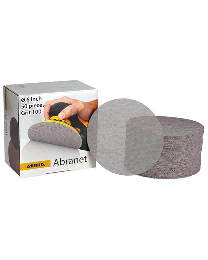 Mirka 9A-241-100 Discos de lijado de malla abrasiva de grano 100 de 6 pulgadas, caja de 50 discos