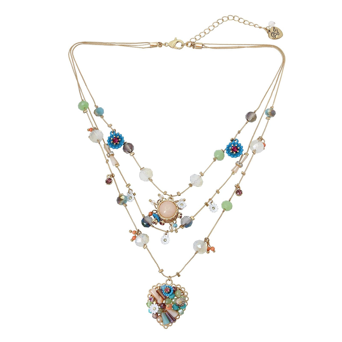 Betsey Johnson Weave and Sew Multi Woven Heart Illusion Necklace