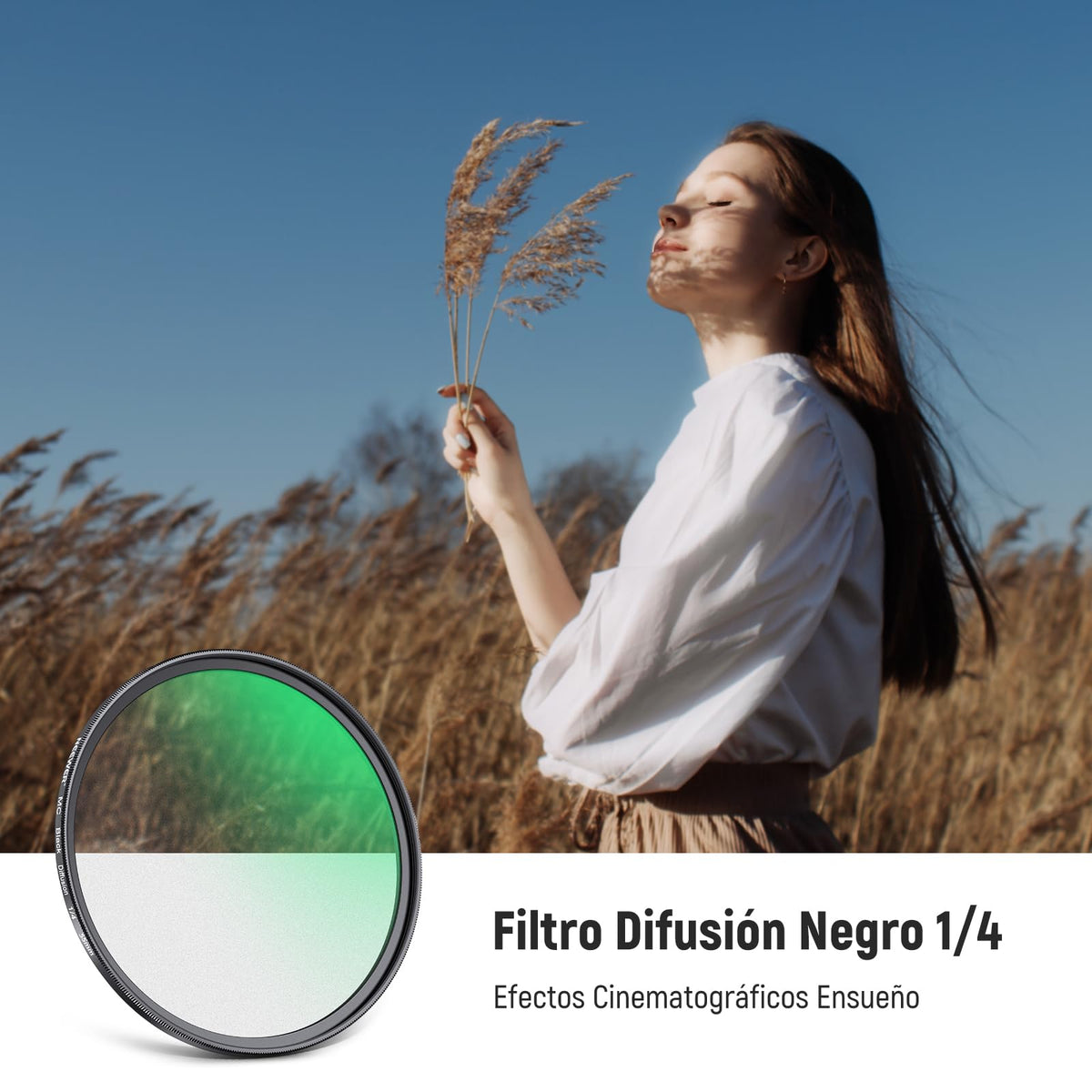 NEEWER Filtro de Difusión Negra 1/4 de 55mm con Efecto Cinematográfico Nebuloso, Cristal Óptico Ultra Delgado con Múltiples Recubrimientos Nano para Vídeo, Vlog y Fotografía de Retratos