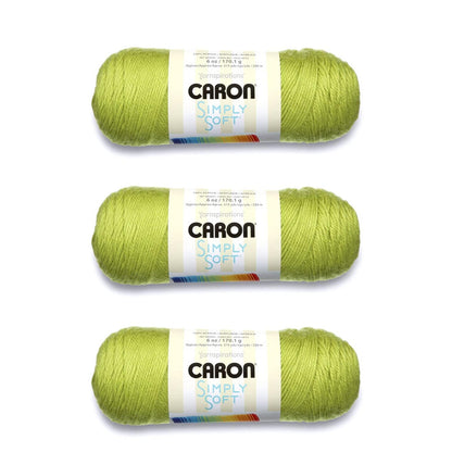 Caron Simply Soft Estambre Acrílico, Paquete de 3 Madejas de 170 g - Chartreuse - Paquete de 3