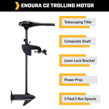 Minn Kota Endura C2 30 Motor fueraborda eléctrico de montaje de popa 12 V, color negro