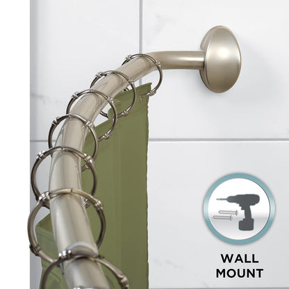 Zenna Home E35603BN01, cortinero de regadera Curva de Aluminio NeverRust, 111.76 cm a 182.88 cm, níquel Satinado, Níquel Satinado, 44"-72", 1
