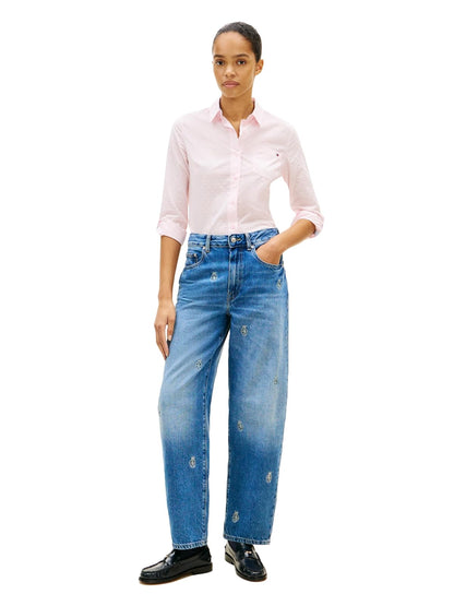 Tommy Hilfiger - Camisa de Manga Larga con Botones para Mujer