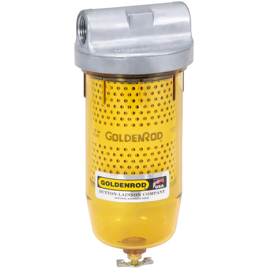 Dutton-Lainson Company - Filtro de depósito de combustible GOLDENROD 495-3/4 con accesorios de tapa superior de zinc NPT de 3/4 pulgadas, tazón transparente compatible con mezclas de biodiesel, filtro