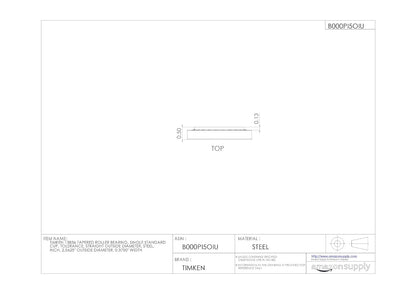 Timken 13836 Rodamiento de rodillos cónicos, taza única, tolerancia estándar, diámetro exterior recto, acero, pulgadas, diámetro exterior de 6,5 cm de diámetro exterior, 1 cm de ancho
