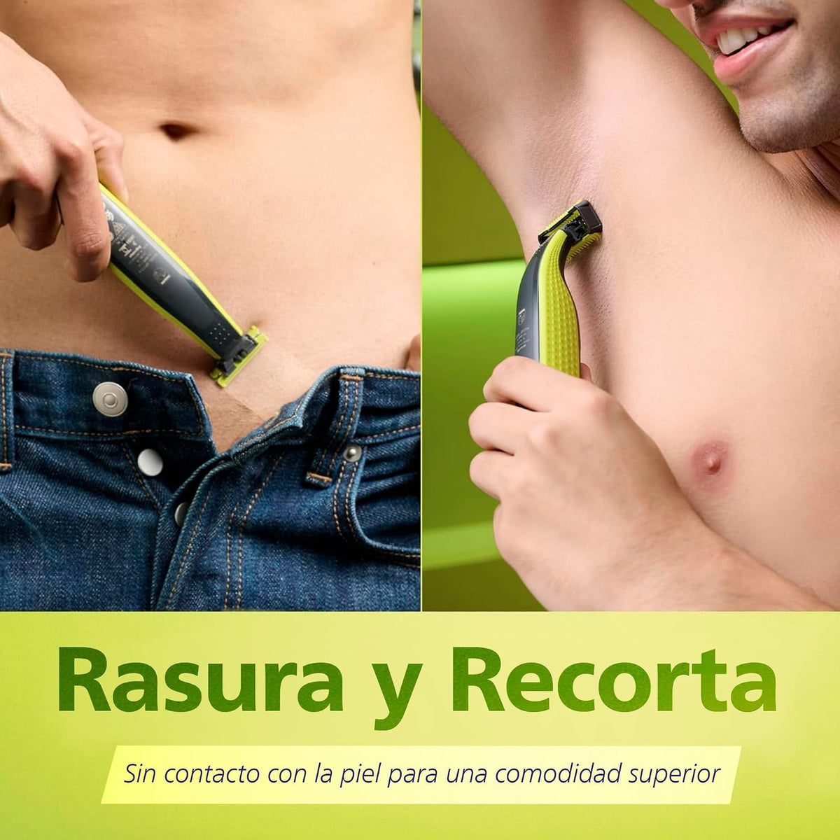 Philips OneBlade Afeitadora y Recortadora Eléctrica Face & Body para Hombre | Recorta, perfila y afeita | Corta el vello, no tu piel | Uso seco y húmedo | 5 accesorios y cuchilla adicional | QP2824/10