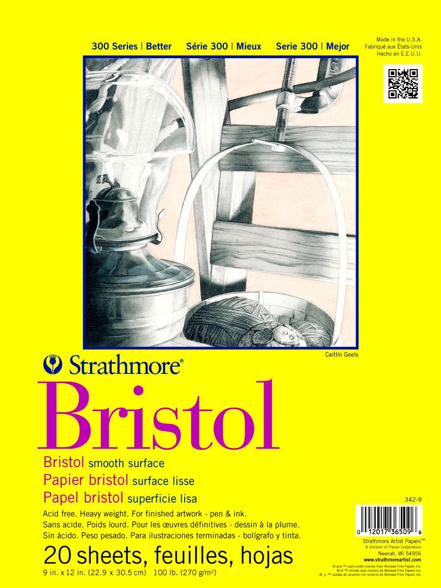 Strathmore Bloque de Dibujo Bristol Smooth 342-14 - 9 x 12 inches - Almohadilla lisa