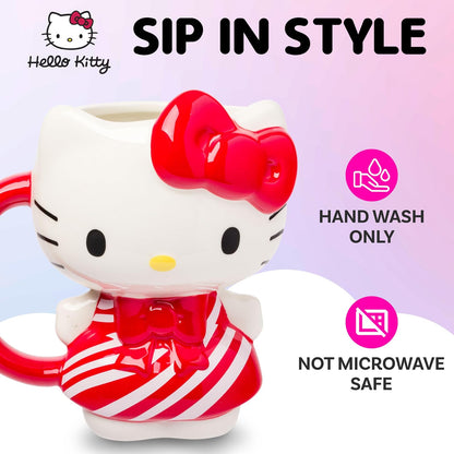 Silver Buffalo Sanrio Hello Kitty - Taza de cerámica esculpida en 3D, 20 onzas
