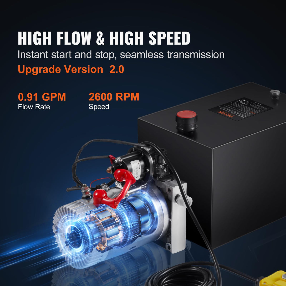 VEVOR Bomba Hidráulica DC 12 V 4 L Unidad Hidráulica de Acción Única Flujo de Aceite 3,44 L/min Presión Máxima de Descarga 22 MPa para Volquete, Plataforma Elevadora, Remolque, Elevación y Descarga