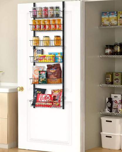 VEVOR Estante de Almacenamiento para Colgar Puerta 6 Niveles Organizador de despensa para puerta 42 x 18 x 133 cm Estante de Especias Colgante de Acero para Hogar, Cocina, Lavadero, Baño, Negro