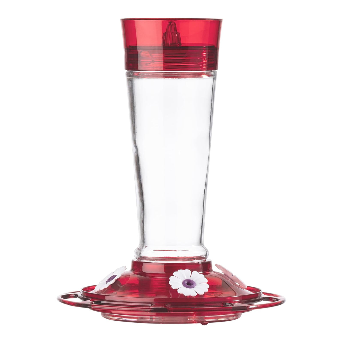 Classic Brands Vaso de vidrio con 5 Estaciones de alimentación, comedero de colibrí color rubí, capacidad de néctar de colibrí de 10 onzas