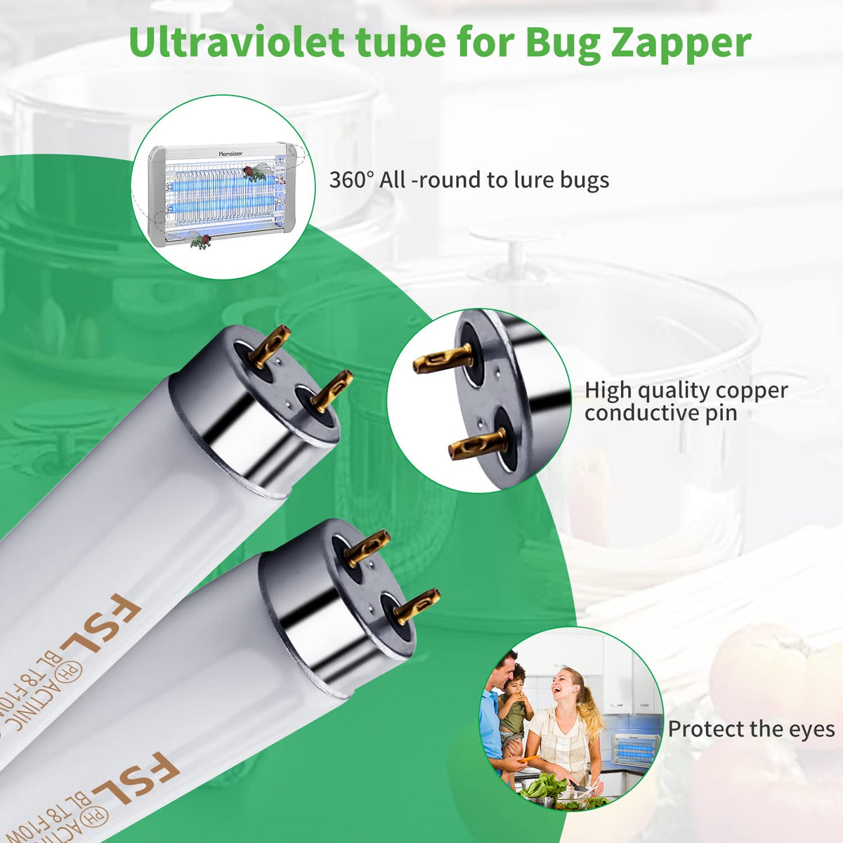 Kensizer Tubo De Luz De Repuesto | Paquete de 2, 13 pulgadas, 10 W, para bombillas electrónicas de 20 W, interiores y exteriores