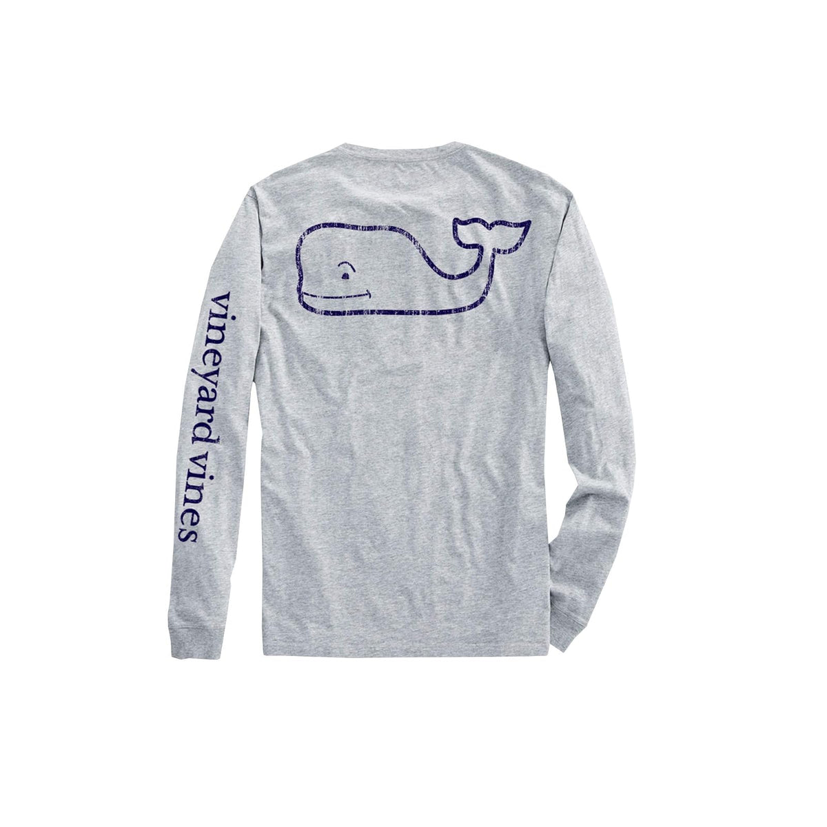 Vineyard Vines Playera Manga Larga con Bolsillo Ballena Niño - G - Grey Heather