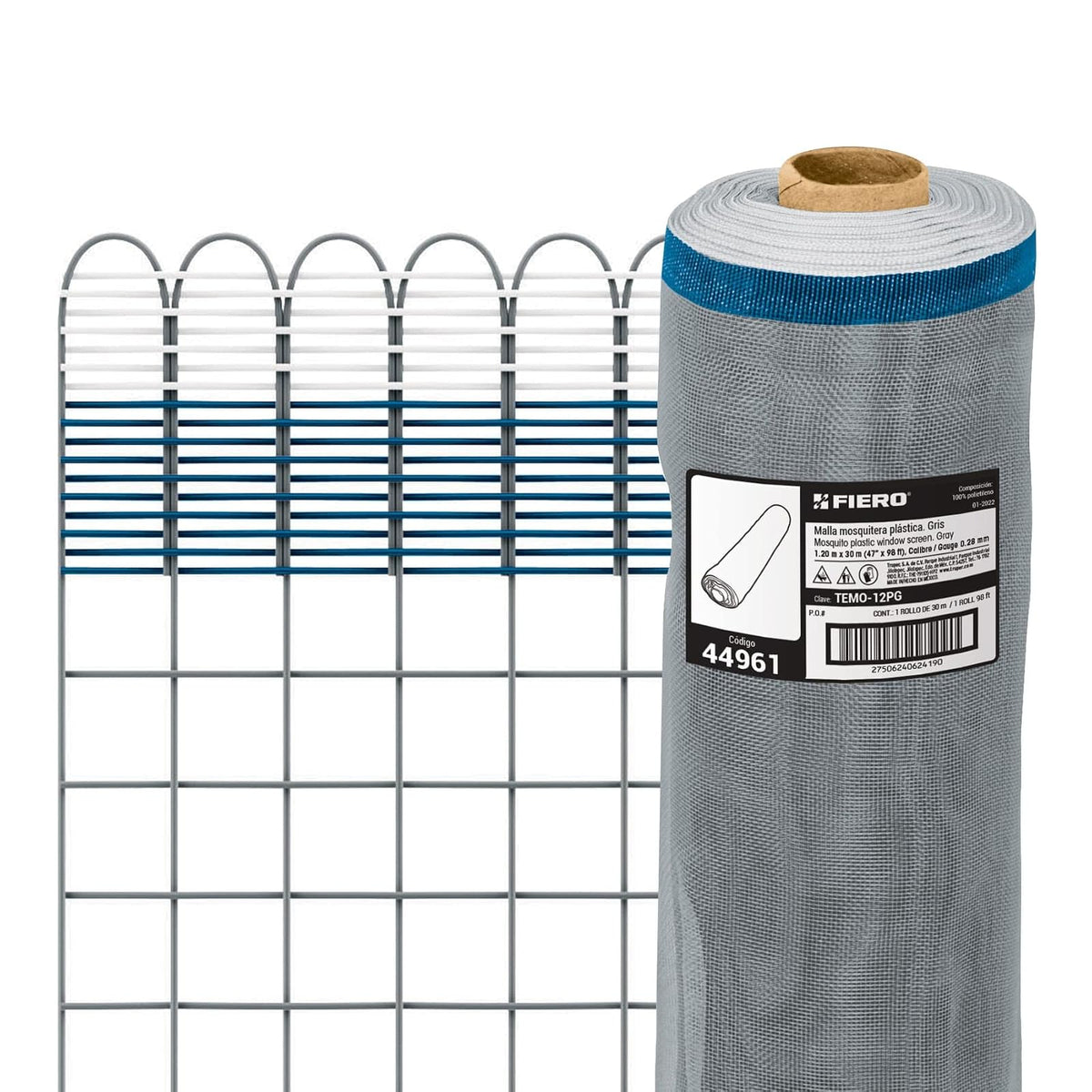 Fiero Malla Mosquitera Plástica Rollo 30 m - 1.20 m - Gris