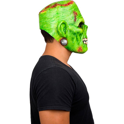 REV Frankenstein Monstruo Verde Máscara Latex | Máscara de Terror con Tornillos, Cicatrices y Dientes | Accesorio Cosplay Adulto Talla M Color Verde