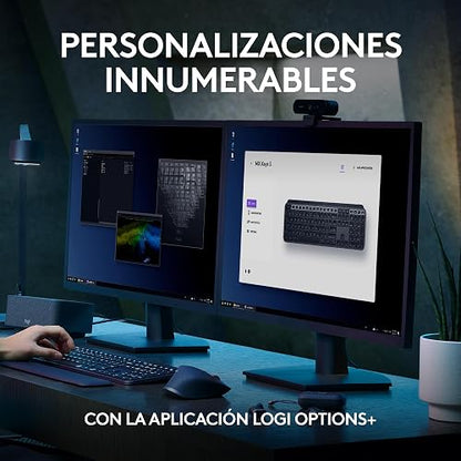 Logitech MX Keys S Teclado inalámbrico, bajo Perfil, preciso y silencioso, Teclas programables, retroiluminado, Bluetooth, USB C Recargable, para Windows PC, Linux, Chrome, Mac - Negro