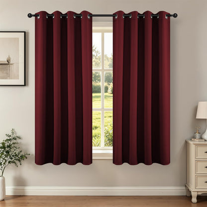 Joydeco Juego de Cortinas Opacas con Ojales, 2 Paneles - Rojo burdeos - 132.1An x 182.9Al cm (2 Paneles)