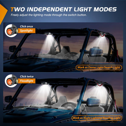 Nilight UTV Dome Light w/Grab Handle Universal 1.75”-2.0” Roll Bar Mount LED Interior Lights Spot Flood Combo Beam for ATV Can-Am Polaris RZR Buggy Golf Off-Road Vehicle