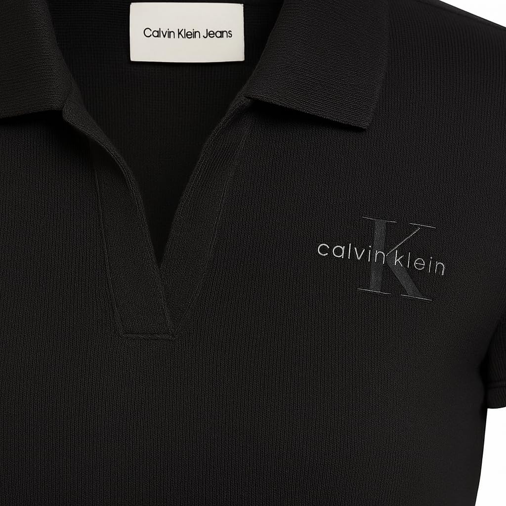 Calvin Klein SS MONOLOGO 2X2 Baby Rib Polo Dress Vestido Mujer