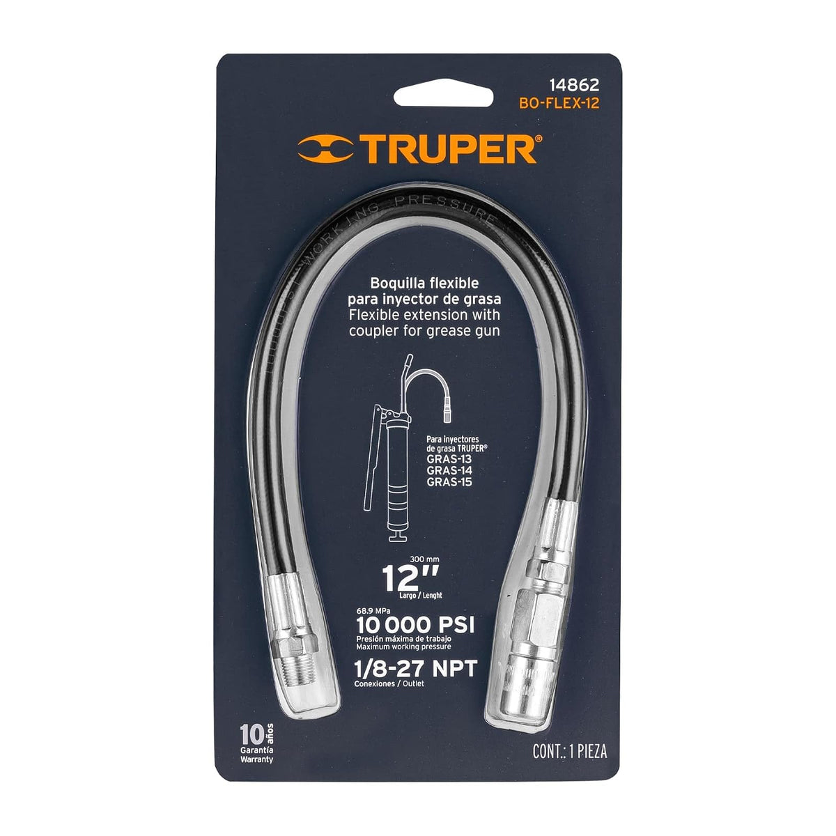 Truper BO-FLEX-12, Boquilla flexible para grasera