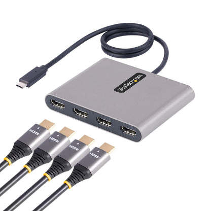 StarTech.com Adaptador USB-C a 4 Puertos HDMI - Tarjeta Gráfica y de Video Externa - Dongle Llave USB Tipo C a 4x HDMI - 1080p a 60Hz - Conversor Multimonitor USB a HDMI - Solo para Windows (USBC2HD4)