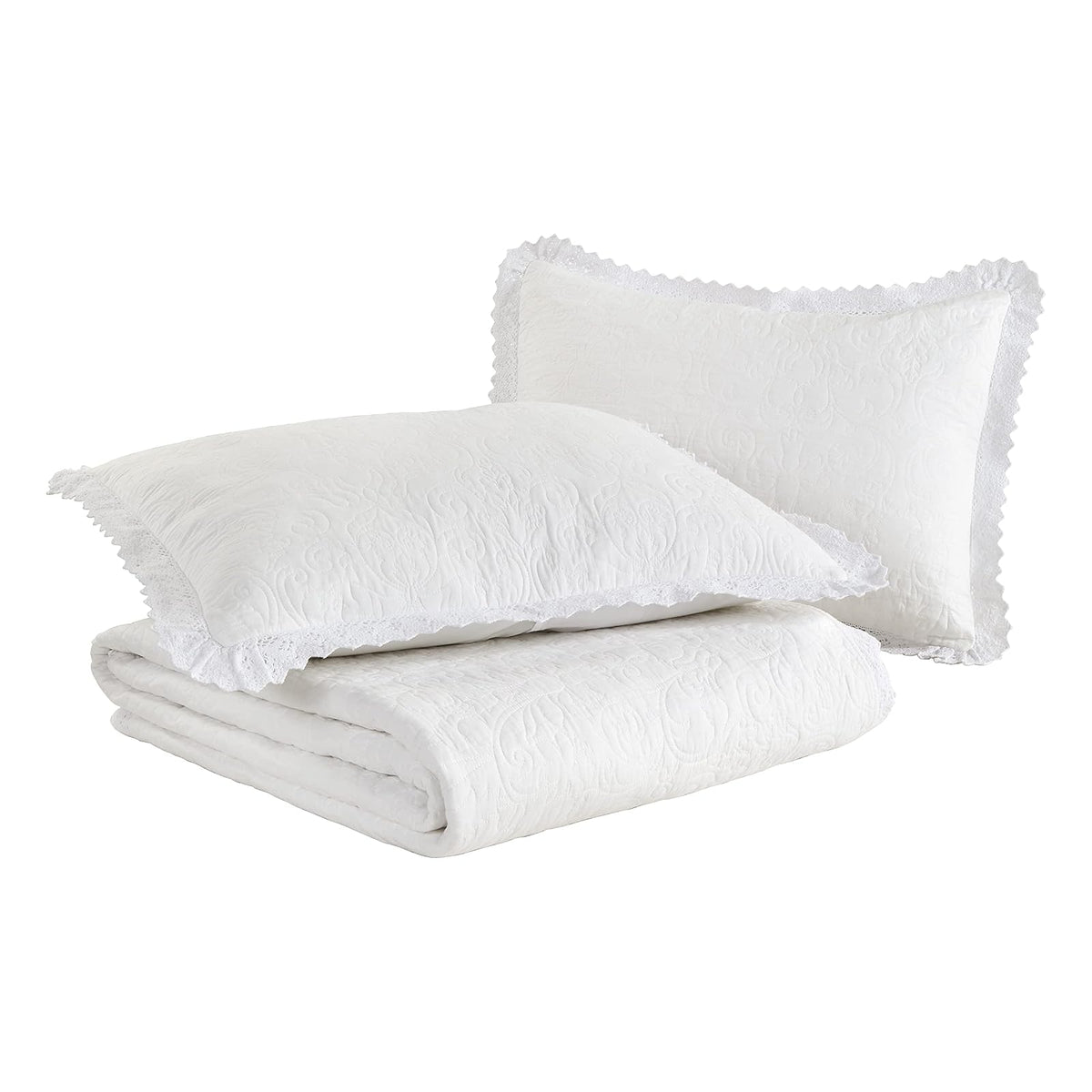 Laura Ashley Heirloom - Juego de Colcha de Crochet, Cottage, Blanco, Completa/Queen, 1, 1
