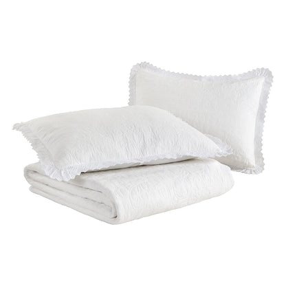 Laura Ashley Heirloom - Juego de Colcha de Crochet, Cottage, Blanco, Completa/Queen, 1, 1