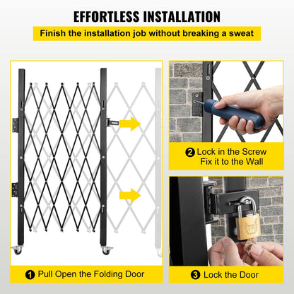 VEVOR Puerta de Seguridad Plegable Simple, Puerta de Seguridad en Acordeón de Acero, Puerta de Seguridad Expandible Flexible, Puerta de Tijera o Puerta con Candado, Peso del Artículo 8,1 kg