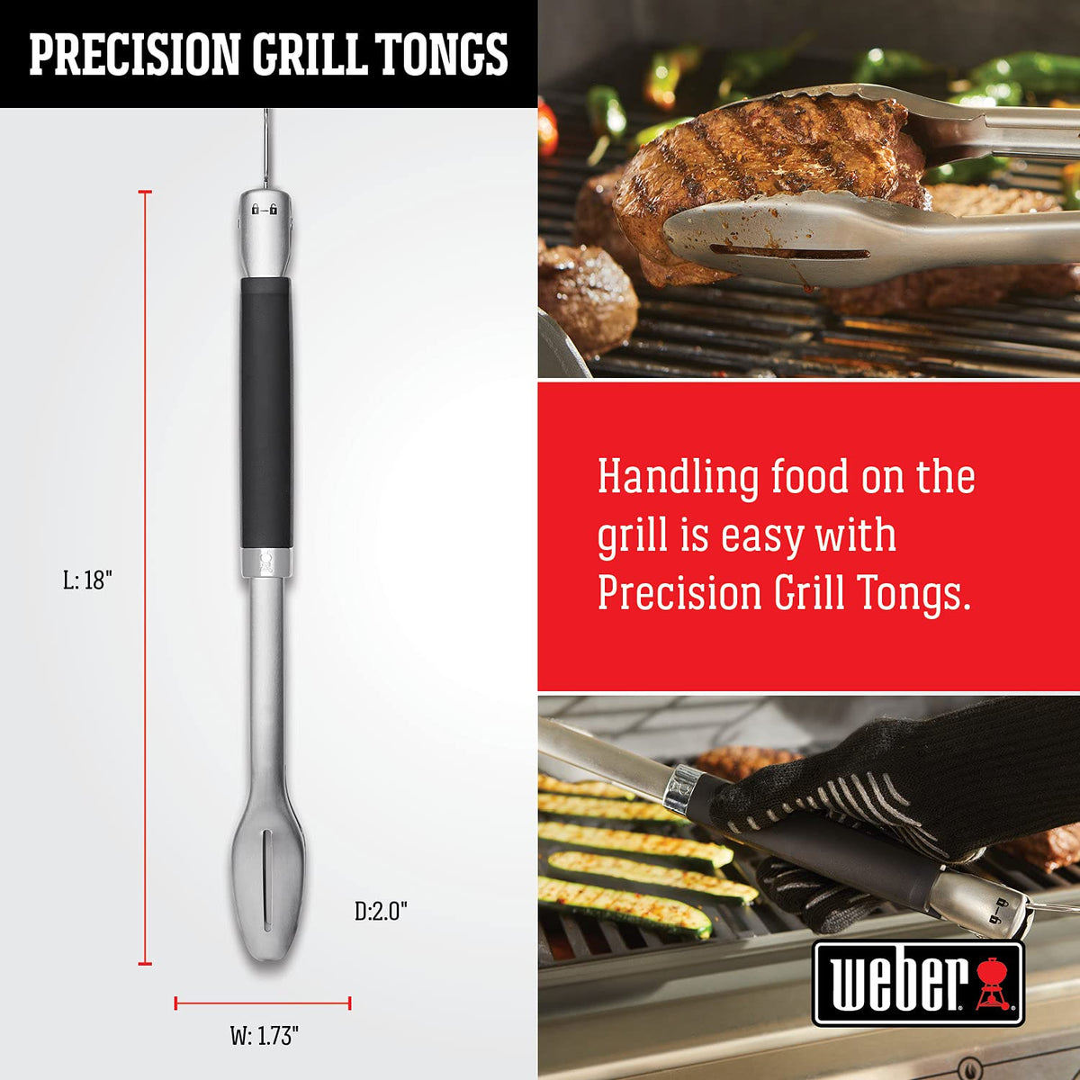 Weber Pinzas para Asar Precision con Mango Antideslizante
