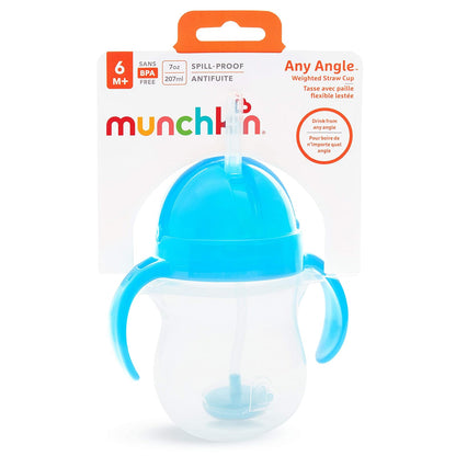 Munchkin Click Lock Weighted Flexi Straw Trainer Cup, Azul, 7 onzas