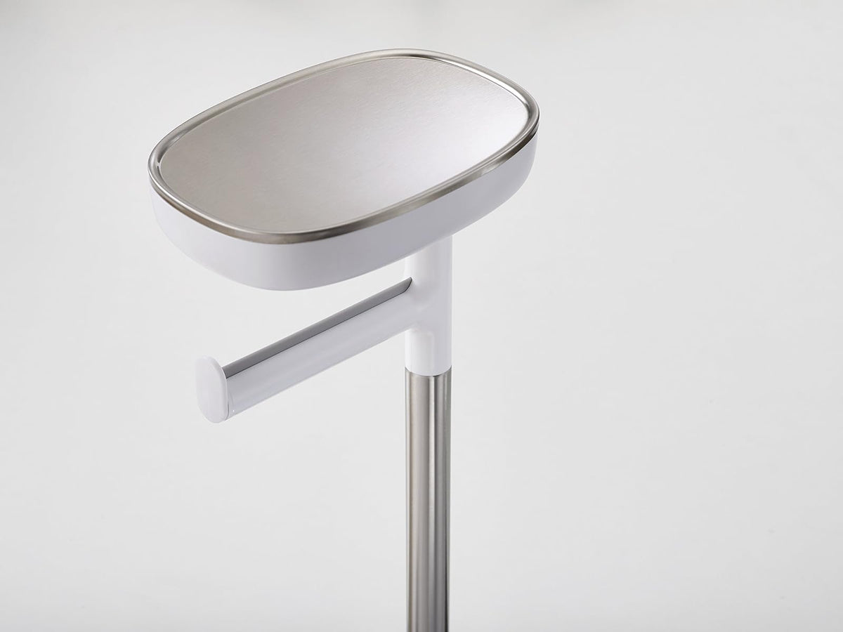 Joseph Joseph 70519 EasyStore Soporte para Papel higiénico y Cepillo de Inodoro Flexible con Estante y cajón, Acero Inoxidable