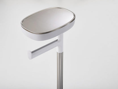 Joseph Joseph 70519 EasyStore Soporte para Papel higiénico y Cepillo de Inodoro Flexible con Estante y cajón, Acero Inoxidable