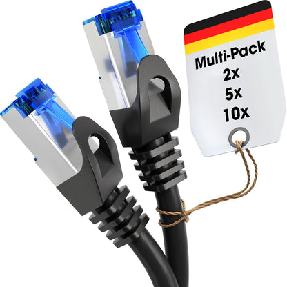 KabelDirekt – Cable Ethernet 10Gbit/s – 5x 25ft/7.5m, plateado | Transmite la velocidad máxima de fibra óptica, para redes Gigabit, switches/routers/modems/plata
