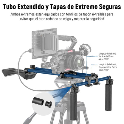 NEEWER Kit Plataforma de Hombro Universal, 16"/40cm Extendido 15mm, Soporte de Varas, Estabilizador de Cámara para Videocámara DSLR, Compatible con SmallRig Follow Focus/Lens Support/Matte Box, SR004