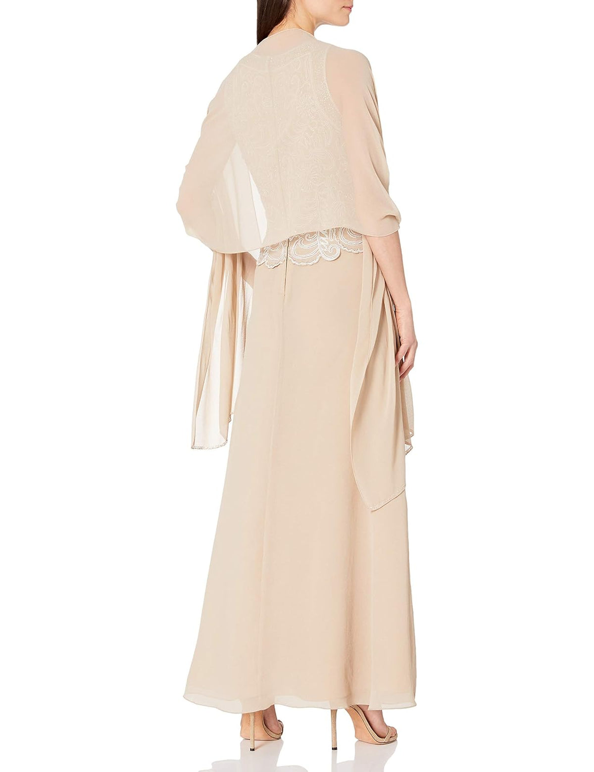 J Kara Vestido Largo sin Mangas con abalorio y Bufanda Vestido para Ocaciones Especiales para Mujer