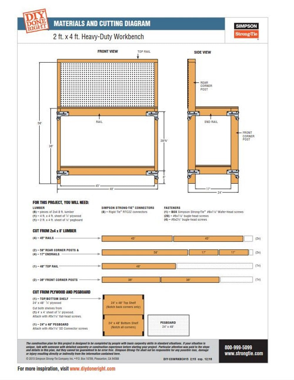 Simpson Strong-Tie WBSK - Kit de herramientas para banco de trabajo y estanterías