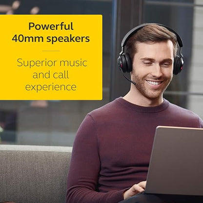 Jabra Evolve2 65 MS Auriculares inalámbricos con Link380a, estéreo, Negro, Bluetooth inalámbricos para Llamadas y música, 37 Horas de duración de la batería, cancelación de Ruido