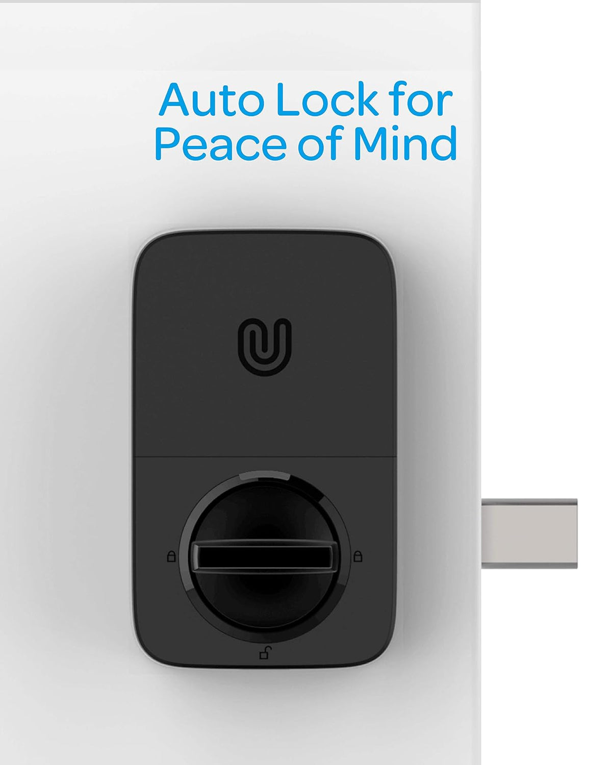 ULTRALOQ U-Bolt 5 en 1 Cerradura de puerta de entrada sin llave con smartphone, Bluetooth, teclado, desbloqueo automático, cerradura de puerta inteligente, cerrojo inteligente, cerradura de puerta delantera, certificado ANSI grado 1, color negro