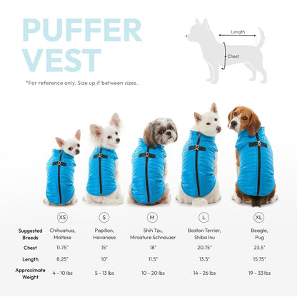 Gooby Chaleco Acolchado para Perro, Azul, Grande, ultradelgado con Cremallera y Correa de Doble Anillo en D, Abrigo Resistente al Agua para Perros pequeños, Ropa para Perros pequeños o medianos