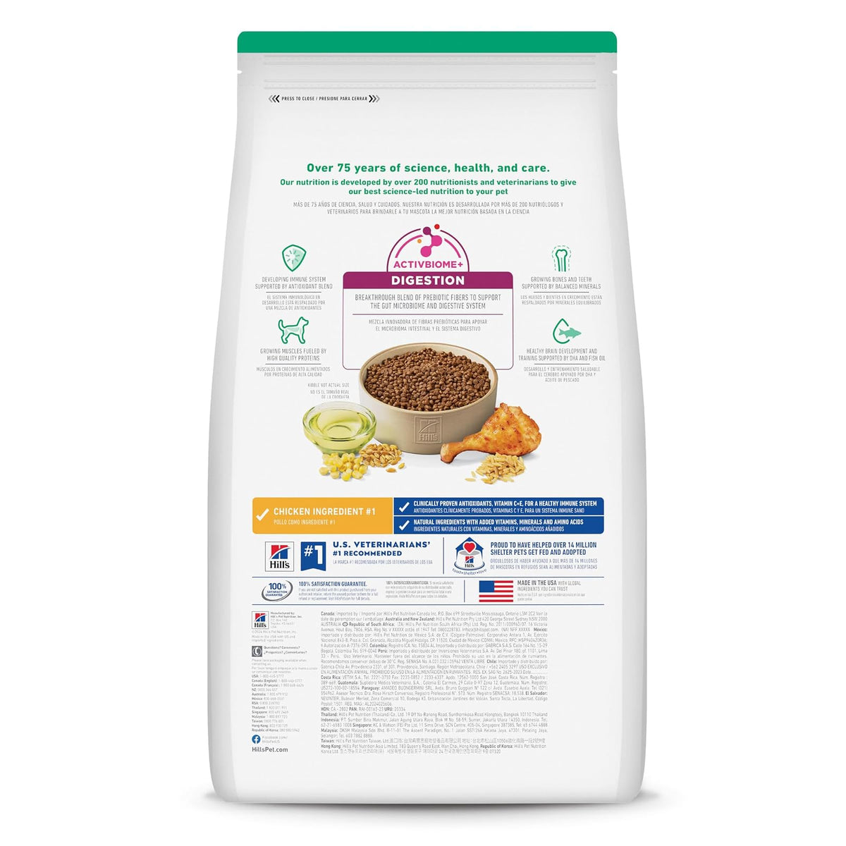 Hill's Science Diet Small Bites Croquetas para Cachorro Sabor Pollo 2Kg | Croquetas Hill's para perro, pollo real, razas pequeñas, crecimiento sano, desarrollo cerebral con DHA, soporte inmunológico