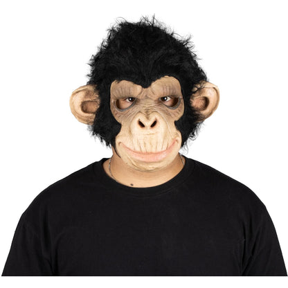 Chimp George, Máscara de Monkey Chango Gorila con Pelo, Máscaras de Animales para Disfraz de Mono, Ideal para Halloween y Fiesta de Disfraces