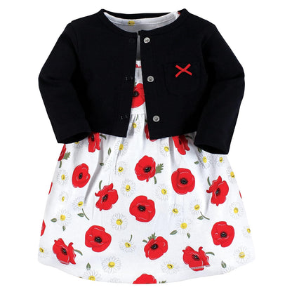 Hudson Baby Set de Vestido y Cárdigan para Niña - 5 Años - Margarita de amapola