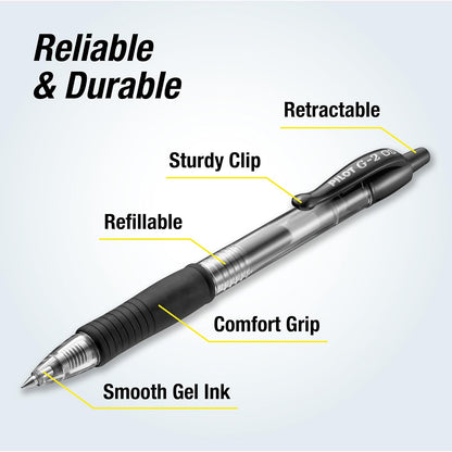 Pilot, G2 Premium - Bolígrafos de gel de punta extrafina de 0,5 mm, paquete de 14, color negro