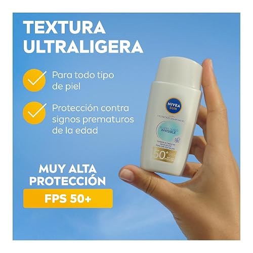Protector Solar Facial NIVEA SUN Fluido Diario Invisible + Antioxidantes Fps50+ 40Ml, Efecto Mate y Antioxidantes