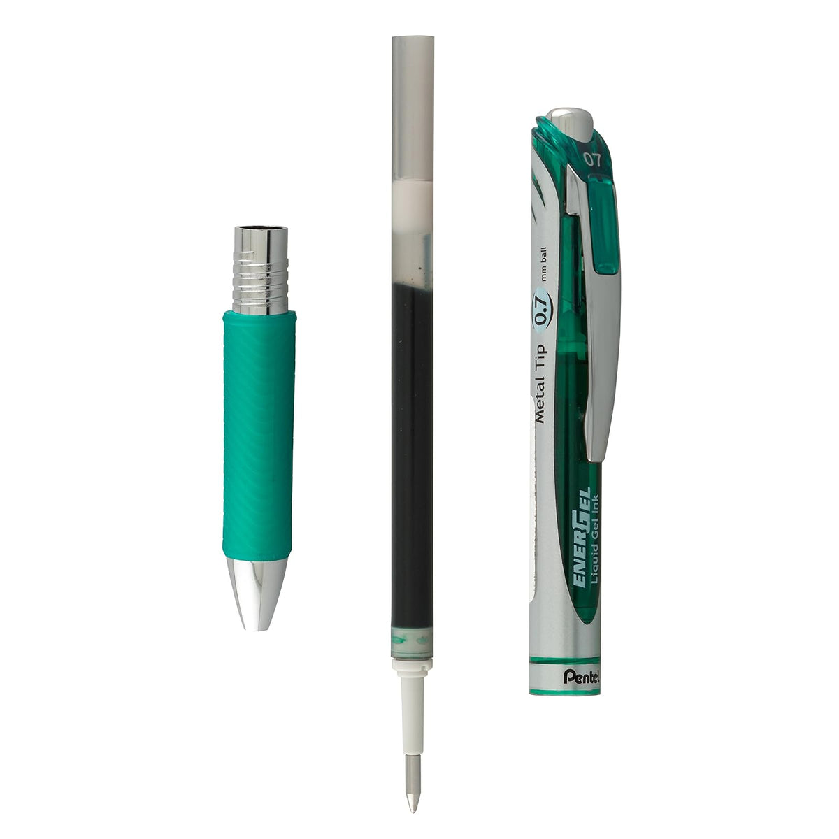 Pentel Energel Recargas estándar, 7 mm, Verde, Paquete de 12